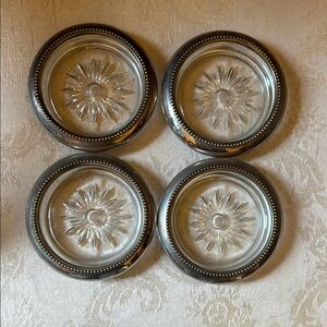 Vintage crystal silver plated W & S Blackington Silverplate coaster set of 4